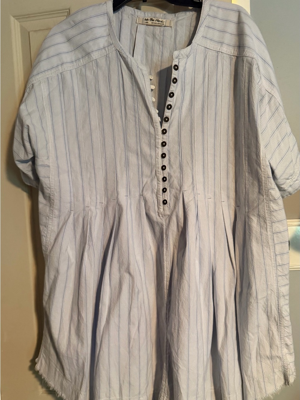 Free People Light Blue Striped womens Henley Shirt/dress